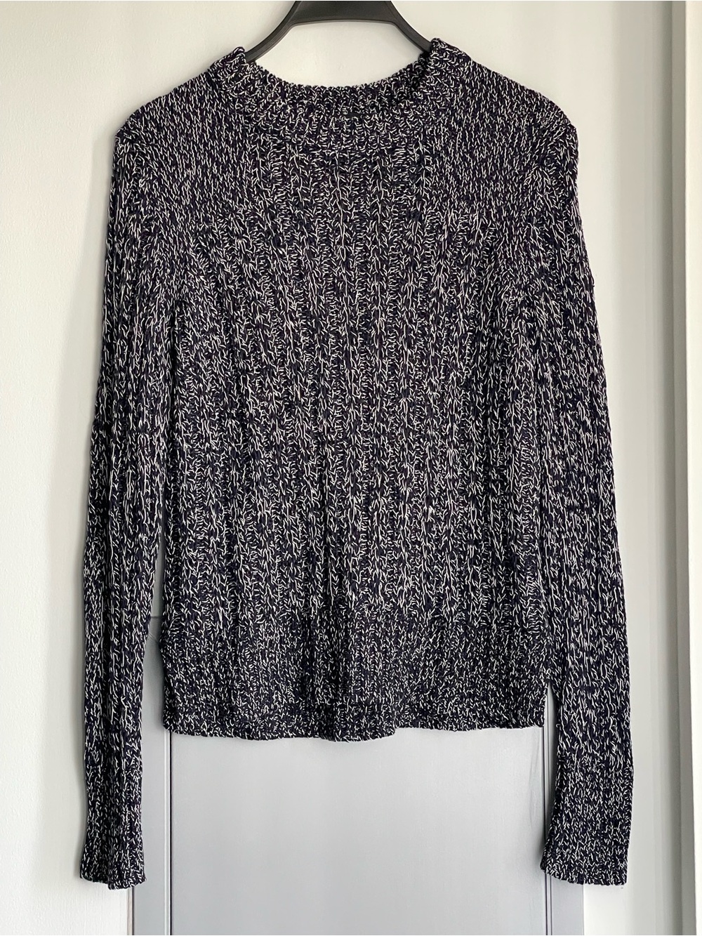 RAG & BONE Black & White Marled Crewneck Sweater